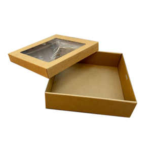 Vente en gros de boîtes de traiteur en carton ondulé, grandes et moyennes, petites tailles, boîtes rectangulaires kraft <span class=keywords><strong>kray</strong></span> avec couvercle pour fenêtre en PET - Product Image 1