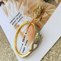 Bracelets léopard pour hommes Full Zircon Pave Lock Bangles Bracelets en argent FFBBG-16 pour cadeaux