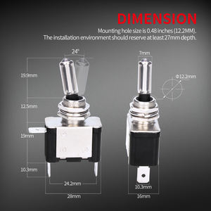 Interruttore a Levetta per Auto da Corsa e Aerei SPST a 3 Pin ON/OFF da 12 Volt 20A per Uso Intensivo con Illuminazione a LED e Protezione di Sicurezza per Auto e Camion - Product Image 2