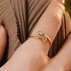 Anéis masculinos de luxo, 12, pedra de aniversário do zodíaco, anel de zircônio, aço inoxidável ajustável, anel de ouro 18k para mulheres