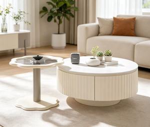Modern <b>Round</b> <b>Coffee</b> <b>Table</b> With Storage Resin Material Minimalist Design Living Room Furniture - Product Image 1