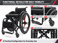 Fauteuil roulant manuel pliable Simplywalke avec dossier rigide et trois roues à lames rigides pour distributeurs et fournisseurs de projets