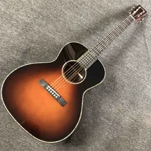 Tuỳ Chỉnh Rắn Vân Sam Top Rosewood Lại Side Đầy Đủ Bào Ngư Ràng Buộc AA Tất Cả Gỗ Rắn Acoustic Guitar Biểu Tượng Tùy Chỉnh Trên Headstock