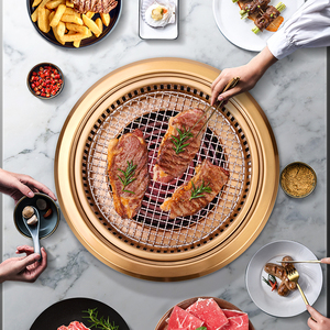 <span class=keywords><strong>Grill</strong></span> électrique coréen rond <span class=keywords><strong>2500w</strong></span> en acier inoxydable intégré pour restaurant commercial BBQ - Product Image 4