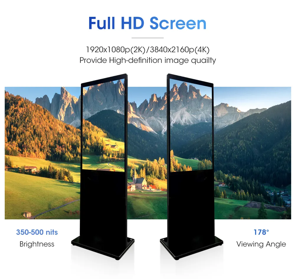 Индивидуальная напольная цифровая вывеска-киоск 1080p Hd качество ЖК-экран рекламный видео-дисплей
