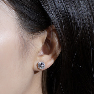 Boucles d'oreilles rondes en or blanc 9 carats avec diamants pour femmes Messi Jewelry MSE-906 - Product Image 4