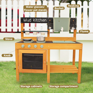 COMMIKI Wooden Outdoor <strong>Mud</strong> <strong>Kitchen</strong> <strong>for</strong> <strong>Kids</strong> with Sink Stove Tool Table Pretend Cooking Toy <strong>for</strong> Garden Preschool Water Play - Product Image 3