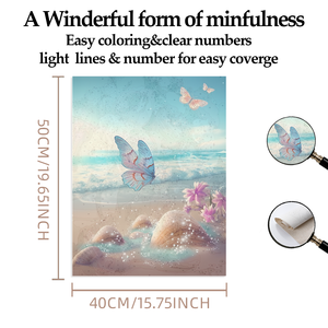 Kits de peinture par numéros pour adultes, <span class=keywords><strong>paysage</strong></span> européen, animal, papillon sur la plage, art DIY avec 24 couleurs pour l'<span class=keywords><strong>automne</strong></span>, cadeaux faits à la main - Product Image 2