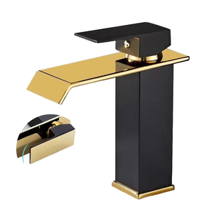 Robinet de douche thermostatique cascade de luxe en acier inoxydable noir et or, moderne, à poignée unique, pour lavabo de salle de bain, vente chaude - Product Image 3