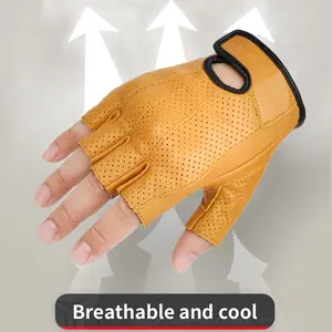 Otowolf-guantes de medio dedo para montar en moto, guantes de cuero para motocross, Verano