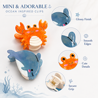 Nouveauté : Pinces à cheveux miniatures en acétate, motif animaux marins, design personnalisé, pour femmes, idéales pour les vacances à la plage – Vente en gros