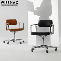 WISEMAX FURNITURE Chaise de bureau pivotante en cuir de style nordique pour la maison et le bureau, chaise de bureau ergonomique pour la salle d'étude