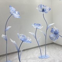 Kombinasi Bunga Kertas Buatan Poppy Peony Anggrek, Digunakan untuk Dekorasi Jendela, Latar Belakang Pernikahan