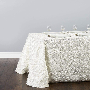 Falda de mesa de tul blanco romántico rosas tridimensionales diseño de sauce rizado desechable para Hotel hogar boda fiesta cumpleaños - Product Image 1