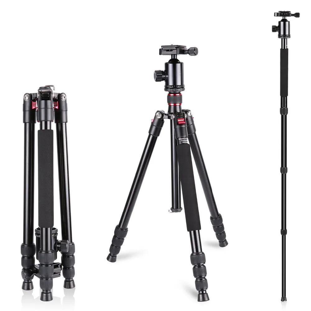 Profesional Serat Karbon Aluminium Monopod Overhead Tripod Portabel Perjalanan Luar Tripod Berdiri untuk Dslr Kamera Pemegang