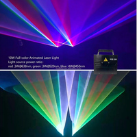 Vollfarbiger 3W+3W+4W IP65 LED-Laserlichtprojektor DMX ILDA RGB Show-Projektor für Freizeitparks mit hohem CRI 95, 50° Abstrahlwinkel, kompatibel mit Schneeeffekten