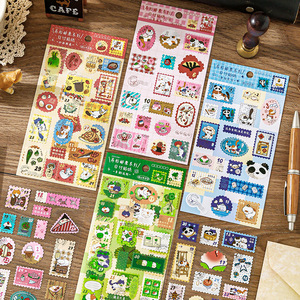 Paquete de 3 Hojas de Pegatinas con Formas Especiales, Serie Meow Express con Fecha, Adorables Animales para Decoración de Diarios y Collages - Product Image 2