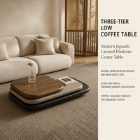 Meubles Table à thé rotative italienne pour le salon Table basse empilée à trois couches Meubles de vente à chaud