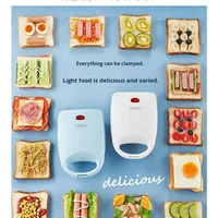 Machine à sandwich multifonctionnelle automatique en acier inoxydable alimentée par USB avec revêtement antiadhésif, presse à gaufres et à toasts pour usage domestique