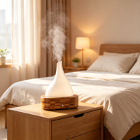 Diffuseur d'arômes ultrasonique pour huiles essentielles, petit humidificateur de bureau à effet bois, machine à parfum pour la maison et la chambre