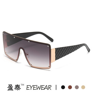 Oversized Square Frameless Sunglasses Gold Frame PC Lens UV400 Protection Unisex Street Style Fashion <b>Glasses</b> - Product Image 5