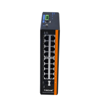 Commutateur Ethernet industriel géré Tincam Layer 2, 2 ports SFP Gigabit + 16 ports Fast Ethernet, console, VLAN, SNMP, STP, ERPS, PTP, rail DIN
