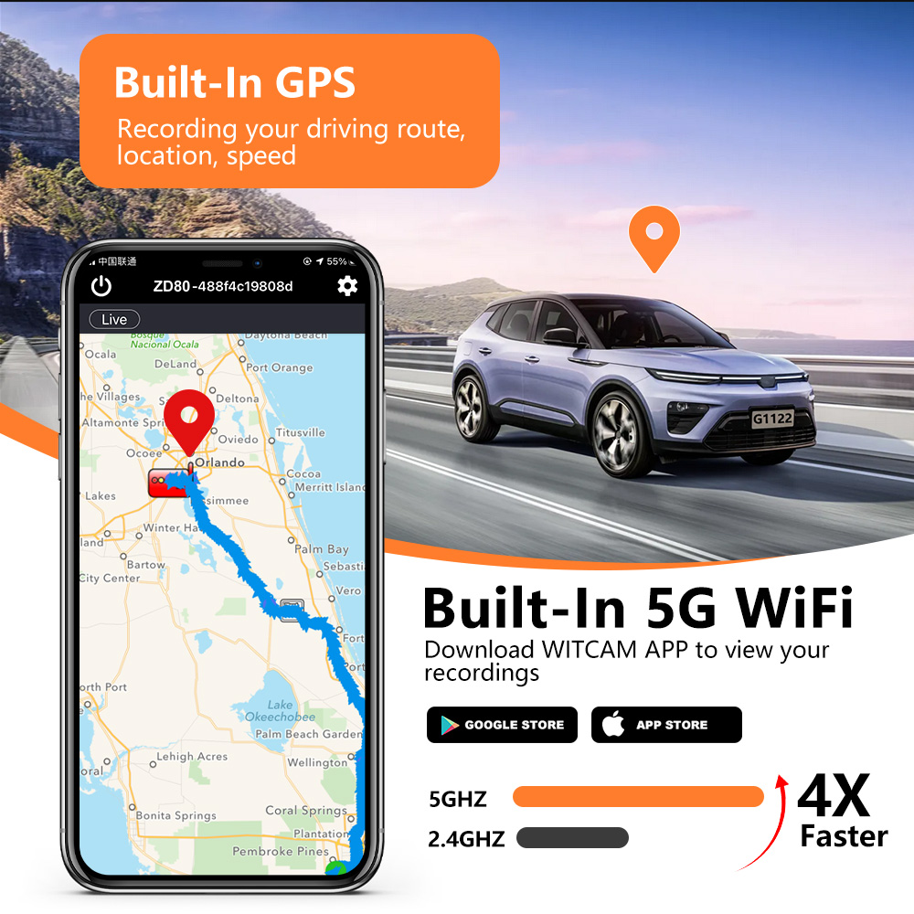 ORANGLES 3 Channel Rear View Mirror Dash Cam 4K+1K Infrared WiFi GPS Parking Mode Night Vision UK Accident Evidence ZD80A 2025 - angled perspective - presenting advantages - Image 4 of 6 | fits any environment | Purchase 3 Channel Rear View Mirror Dash Cam 4K+1K Infrared WiFi GPS Parking Mode Night Vision UK Accident Evidence ZD80A 2025 Michigan | Free Shipping ORANGLES