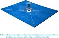 Base de douche en ABS de 60 x 48 pouces en bleu - Kit de bac de douche à emboîtement pour salle de bain - Bac de douche prêt pour les carreaux
