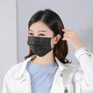 Masker Wajah Sekali Pakai 3 Lapis Hitam, Bahan Non Woven Meltblown, Anti Virus, Tahan Cairan, Bernapas, BFE98, En14683 - Product Image 1
