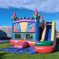 Château gonflable combiné de petite taille pour l'extérieur, coloré, Castillo Inflable, Gonflable, commercial, avec toboggan pour le plaisir