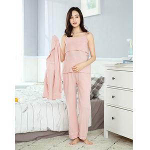 All'ingrosso abbigliamento da notte di maternità Set camicia da notte di allattamento per donne incinte <span class=keywords><strong>pigiama</strong></span> di <span class=keywords><strong>gravidanza</strong></span> 3 pz/set - Product Image 4