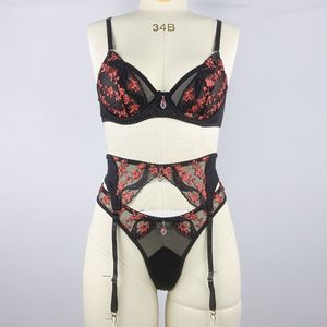 Ensembles soutien-gorge et culotte pour femmes, lingerie érotique en dentelle, avec anneau de poitrine, sexy, tailles mixtes et grandes tailles - Product Image 2