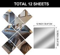 12 "X 12" Flexible auto-adhésif miroir carreaux carré Stickers muraux pour bricolage artisanat maison décoration murale
