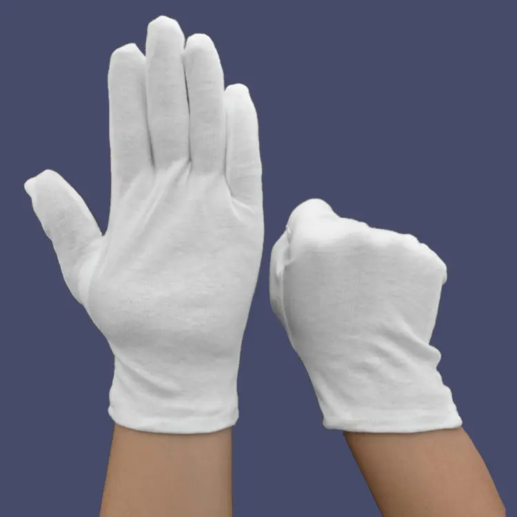 白色軽量通気性多機能作業用手袋カスタム高品質コットンライクラ手袋エチケットジュエリー手袋