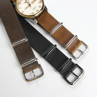 Bracelets de montre en cuir PU souple respirant et réglable CHARM 20/22 mm avec boucle en acier inoxydable brossé, vente en gros d'usine