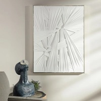 Peinture à l'huile abstraite moderne en plâtre blanc, peinte à la main, sur toile sculpturale 3D épaisse, art mural personnalisable, taille ajustable, argent