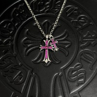 Chaîne de pull unisexe Crocyn entièrement incrustée de diamants, double croix, style bambou, hip-hop, mode urbaine, pour hommes, femmes et couples