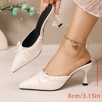 Nouvelles mules à talons hauts R808 pour femmes, à bout pointu et nœud papillon, élégantes, confortables et sexy pour l'extérieur