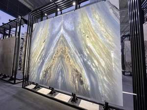 Ydstone แผ่นผนังหินอ่อน backlit แผ่นหินอ่อนสีฟ้าอ่อนคริสตัลสีฟ้าอ่อน - Product Image 5