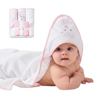 Spot goods Toallas DE CARA Juegos de toallas de baño lindas de 6 piezas Toallas de <span class=keywords><strong>unicornio</strong></span> rosa para bebé - Product Image 2