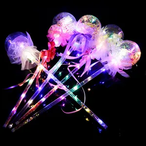 LED Luminous Transparent Bobo Ballons Flash Fairy Wand Luminous Wand LED Light Up BoBo Balloon Children's And Girls' Glow Toy