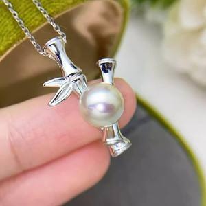 WENCHI 10169 31336 Accessoires DIY pour perles, Perles en argent S925 de 7-9mm, Support vide pour perles, Nœud en bambou, Pendentif de mode, Conception de bijoux - Product Image 1