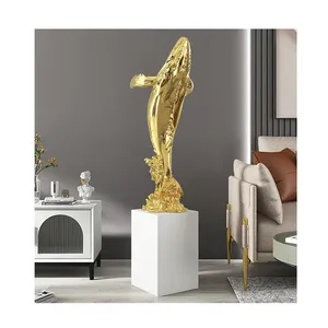 Sculpture de queue de baleine réaliste en FRP pour décoration intérieure, grande sculpture de baleine sautant sur la plage - Product Image 1