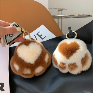 かわいいレックスラビットファーのアニメ風虎の爪バッグペンダント、スタイリッシュなキーホルダーアクセサリー、軽量で柔らかい猫の足のぬいぐるみキーリング - Product Image 5