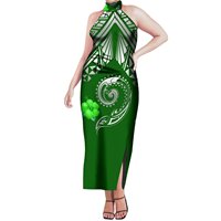 Drop Shipping Robe sans manches à imprimé HD Hibiscus personnalisée Pacific Island Art 6XL Robe élégante à épaules dénudées et à col suspendu
