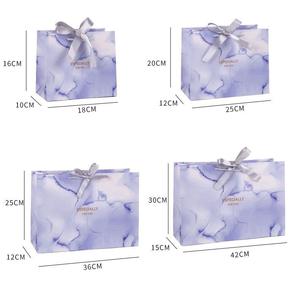 Birden fazla renk mermer özelleştirmek düğün takısı kağıt torba zanaat High End cilt bakımı hediye kağıt torbalar şerit ile - Product Image 2