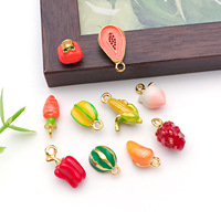 Fruit emaille bedels voor het maken van sieraden, 11 mm, 3D zinklegering DIY hangers, 30 stijlen