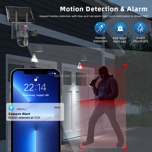 กล้องวงจรปิดไร้สายพลังงานแสงอาทิตย์ Hongnaer 8MP <span class=keywords><strong>3</strong></span> วิดีโอ รุ่น V380 Pro เลนส์คู่ 4K WiFi 4G รองรับซิมการ์ด - Product Image 6