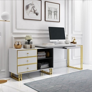 Sang Trọng Bằng Gỗ Đơn Giản Hiện Đại Nhà Văn Phòng Viết Bàn Học Trắng Vàng Cao Bóng Bàn Máy Tính - Product Image 3