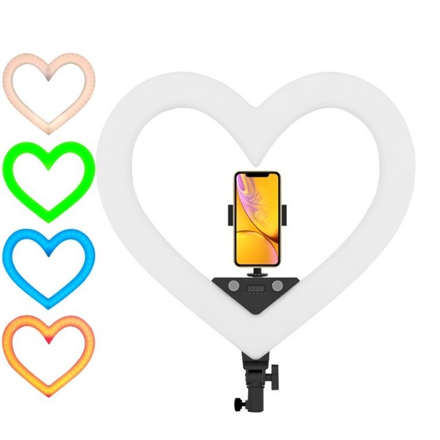 19 Inch RGB Multicolor Heart Shaped Ring Light Soft Selfie Makeup Video Fill Light